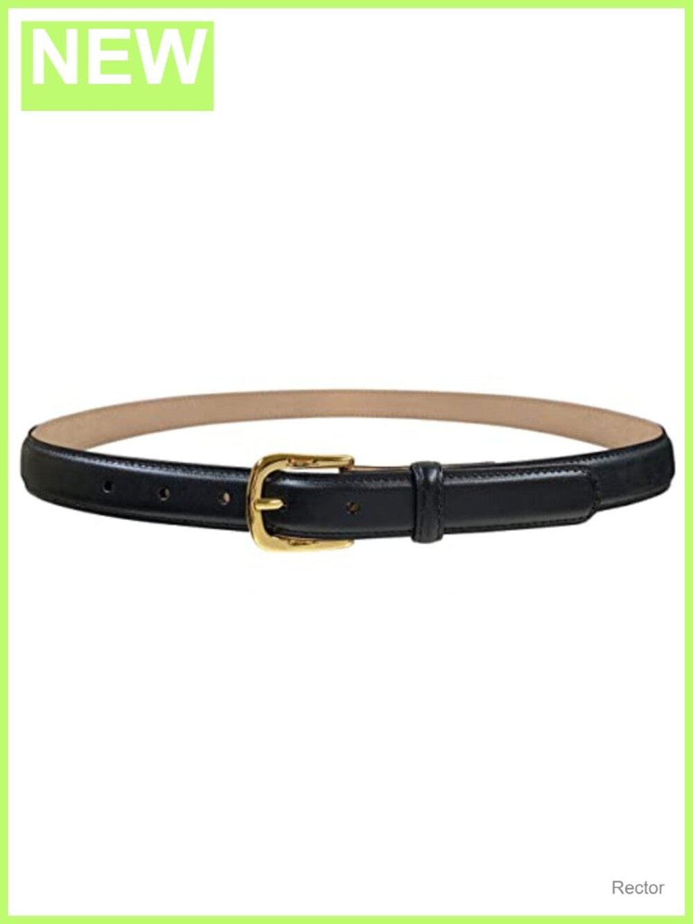 Genuine Full-Grain Cowhide Leather Dress Belt with Brass Buckle